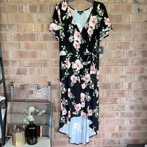 Floral Faux Wrap Dress